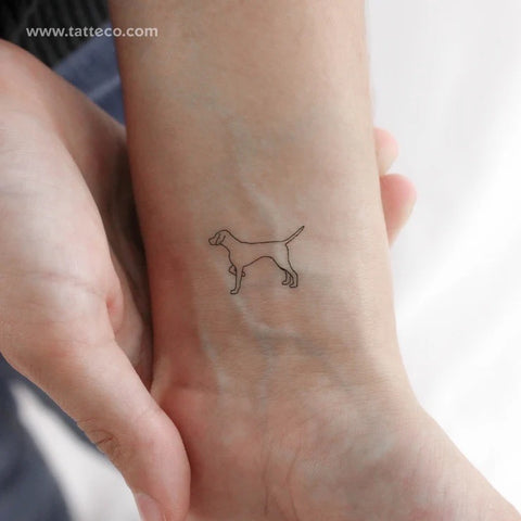 Dog Tattoos: Pointer dog outline fine line tattoo