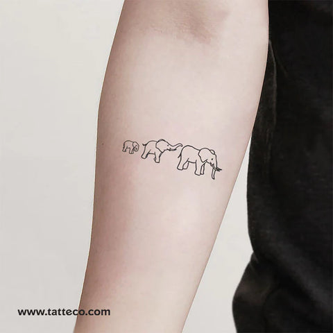 Elephant family temporary tattoo