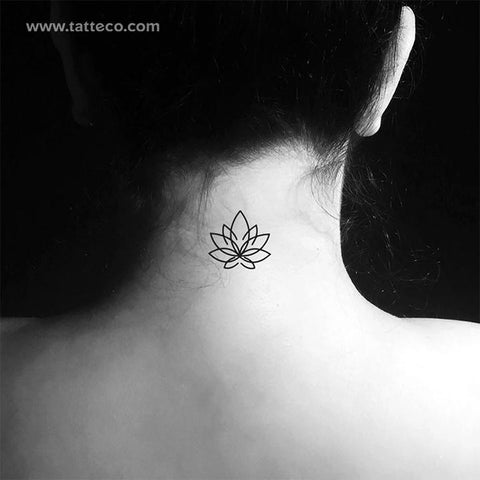 Fine line lotus flower eco-friendly temporary tattoo