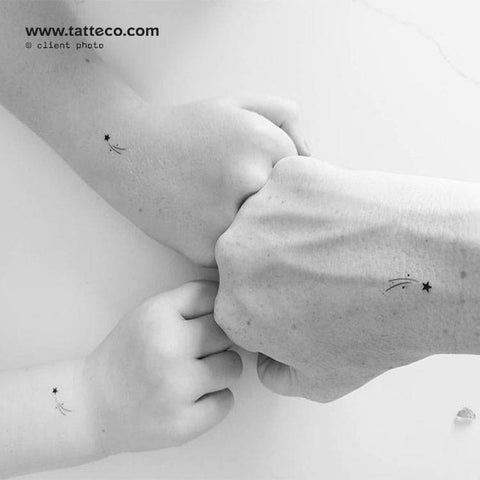 Matching shooting star temporary tattoos