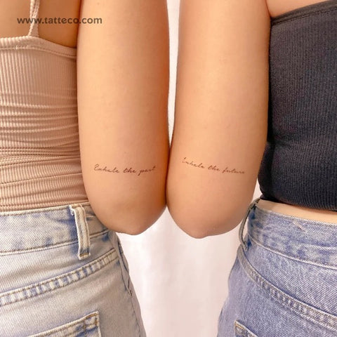 Mantra Tattoos: Matching inhale and exhale quote tattoos