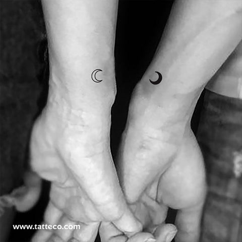 Environmentally-friendly matching crescent moon temporary tattoos