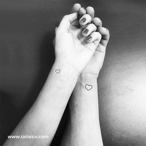 Environmentally-friendly Matching Hearts Temporary Tattoos