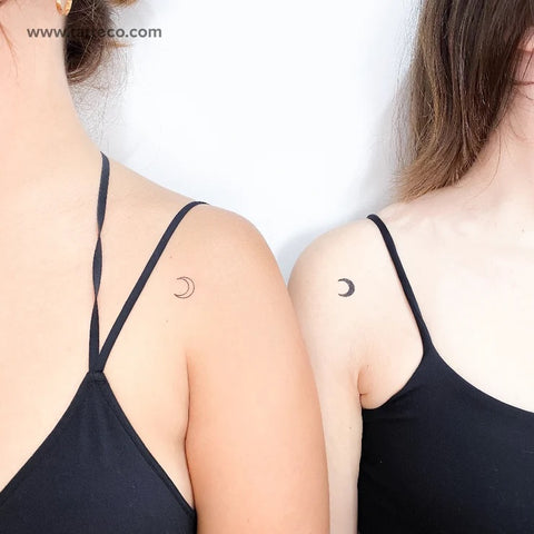 Matching sister tattoos: two matching crescent moon tattoos