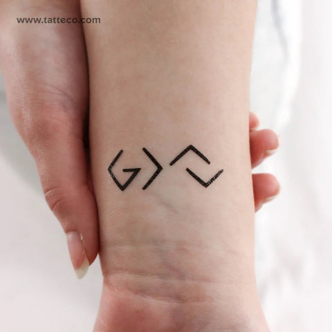 Minimalist Christian Tattoos: God Is Greater Than My Highs and Lows Symbol Tattoo