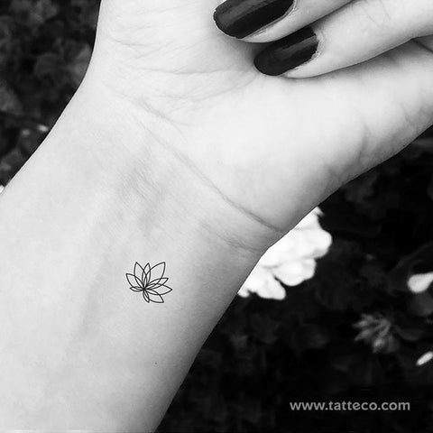 Small fine line lotus eco-friendly temporary tattoo