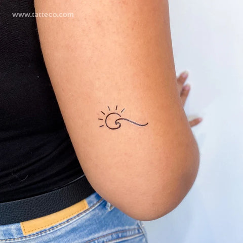 Nature tattoos: Minimal wave and sun tattoo