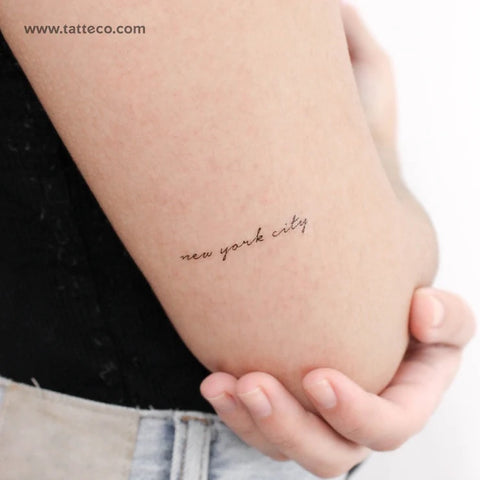 New York Tattoos: New York City cursive handwriting tattoo