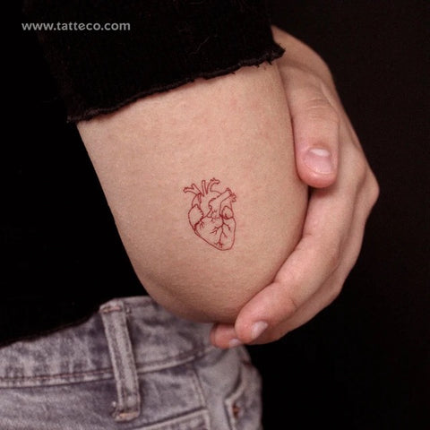 Red Tattoos: red anatomical heart tattoo