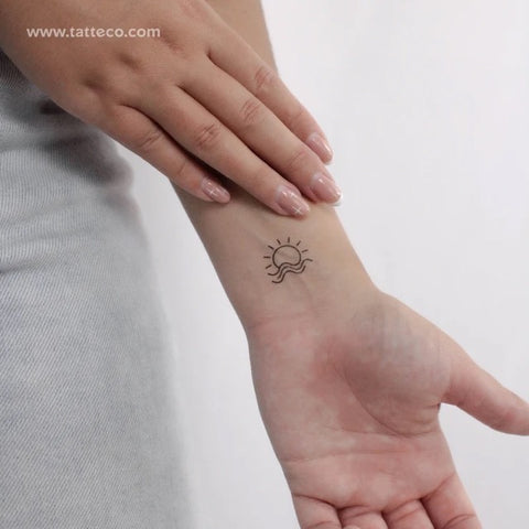 Semi permanenet vs temporary tattoo: Sun and waves tattoo