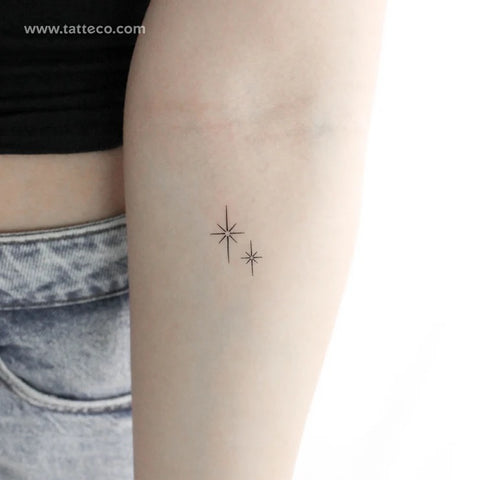 Shooting star tattoos: Shining sparkle star tattoos