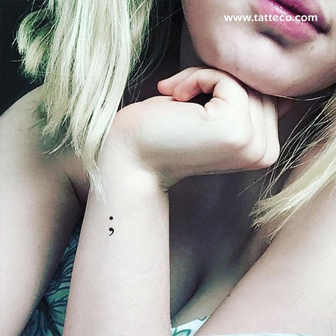 Small semicolon eco-friendly temporary tattoo