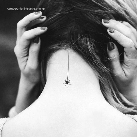Hanging spider temporary tattoo