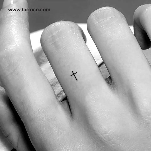 Tiny Christian cross temporary tattoo