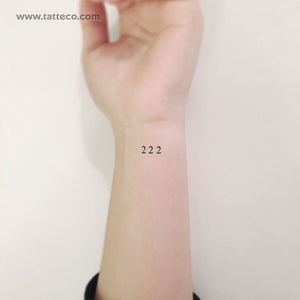 Small 222 Angel Number Temporary Tattoo - Set of 3 – Tatteco