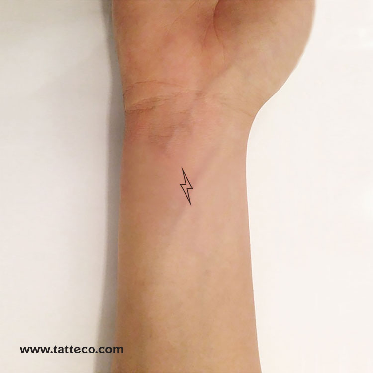 Lightning Bolt Outline Temporary Tattoo - Set of 3 – Tatteco