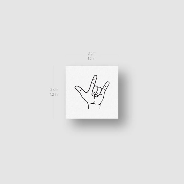 I Love You Sign Language Gesture Temporary Tattoo Set Of 3 Tatteco