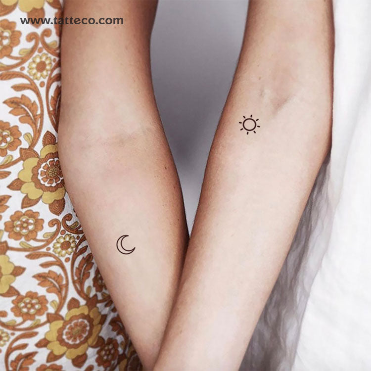 Matching Sun And Moon Temporary Tattoo - Set Of 3+3 – Tatteco