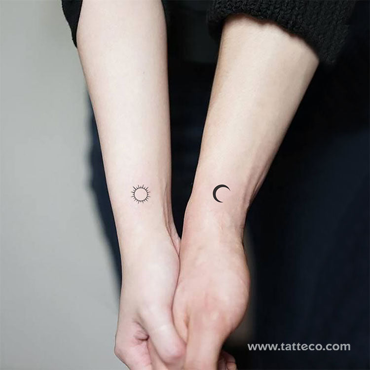 Matching Sun And Moon Temporary Tattoo (Set of 2+2) – Tatteco