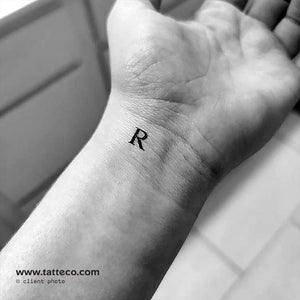R Serif Capital Letter Temporary Tattoo  Set of 3  Tatteco