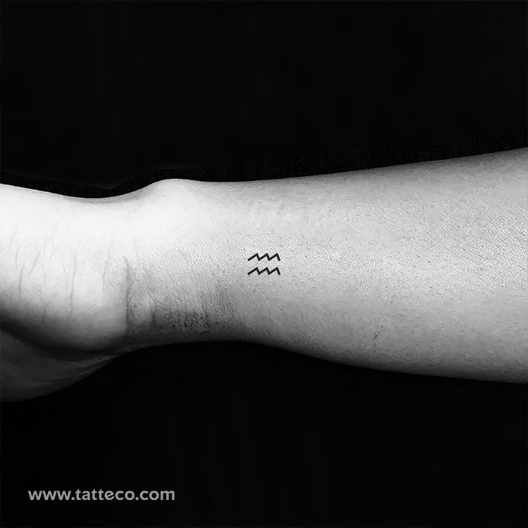 Aquarius Zodiac Symbol Temporary Tattoo - Set Of 3 – Tatteco