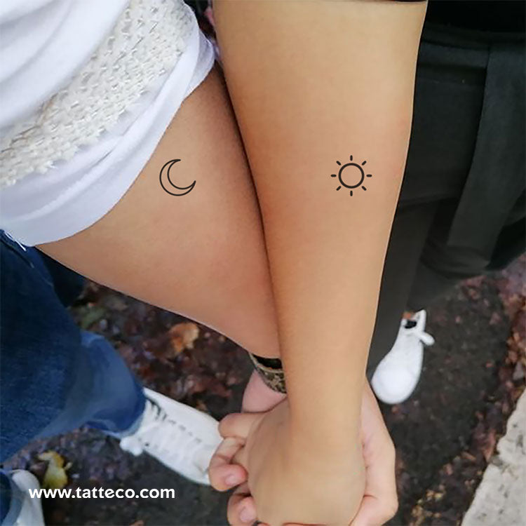 Matching Sun And Moon Temporary Tattoo Set Of 2 2 Tatteco