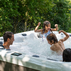 Kids playing in hot tub