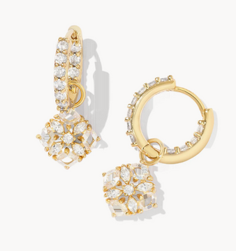 Dira Convertible Crystal Huggie Earrings in White Crystal