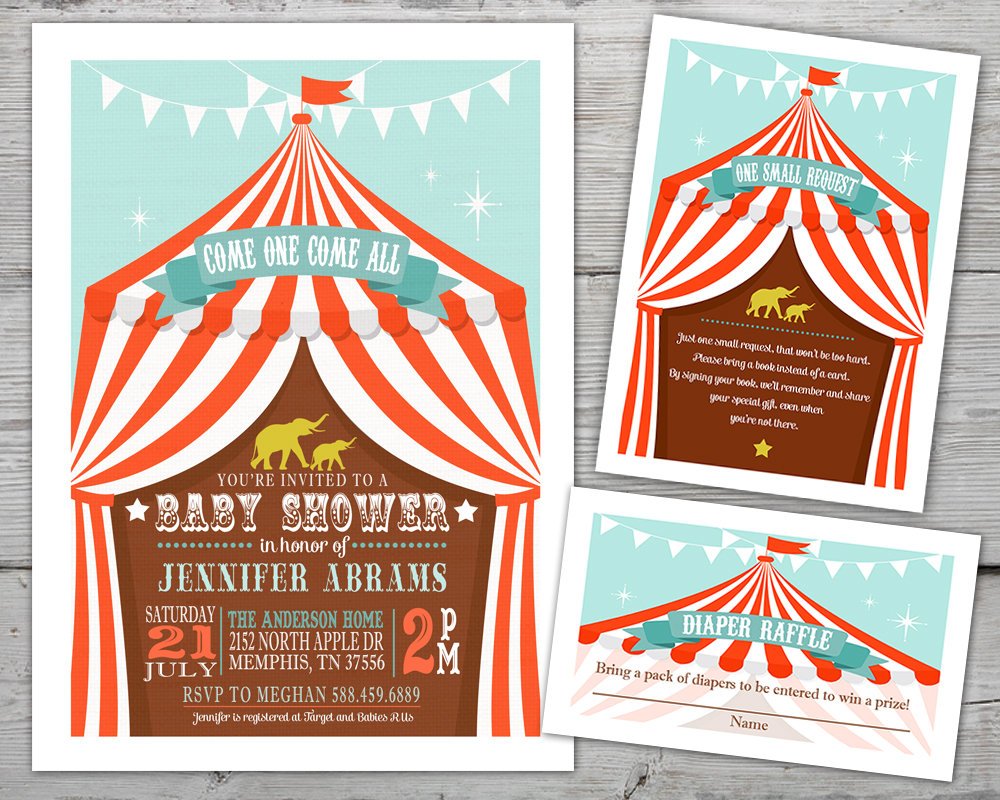 circus baby shower invitations