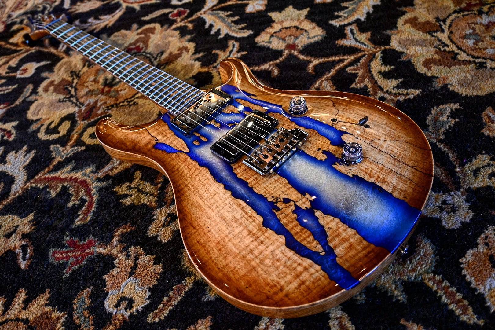 PRS Paul Reed Smith Private Stock Custom 24 Spalted Maple - Silver Leaf  Blue Burst Accents Guitar #8484