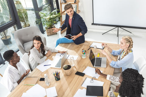 Photo of a multicultural business team at a meeting