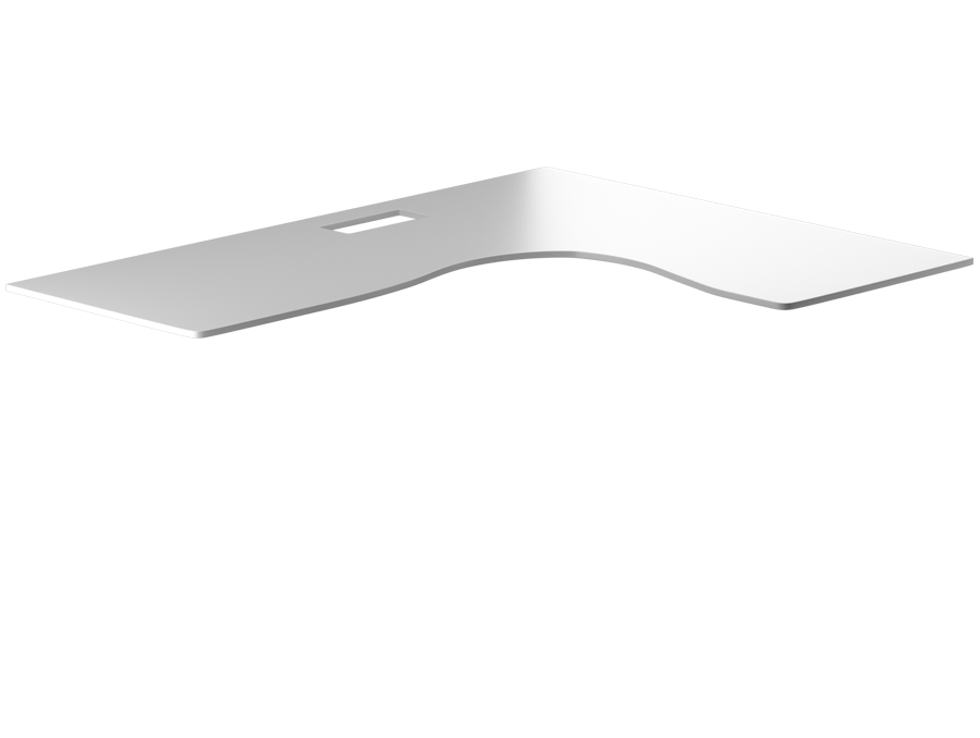 cool white l-shaped tabletop