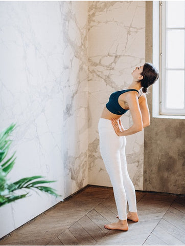 Desk exercise for stretching back