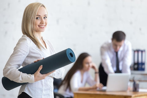 Woman going to exercise in the office to reduce stress