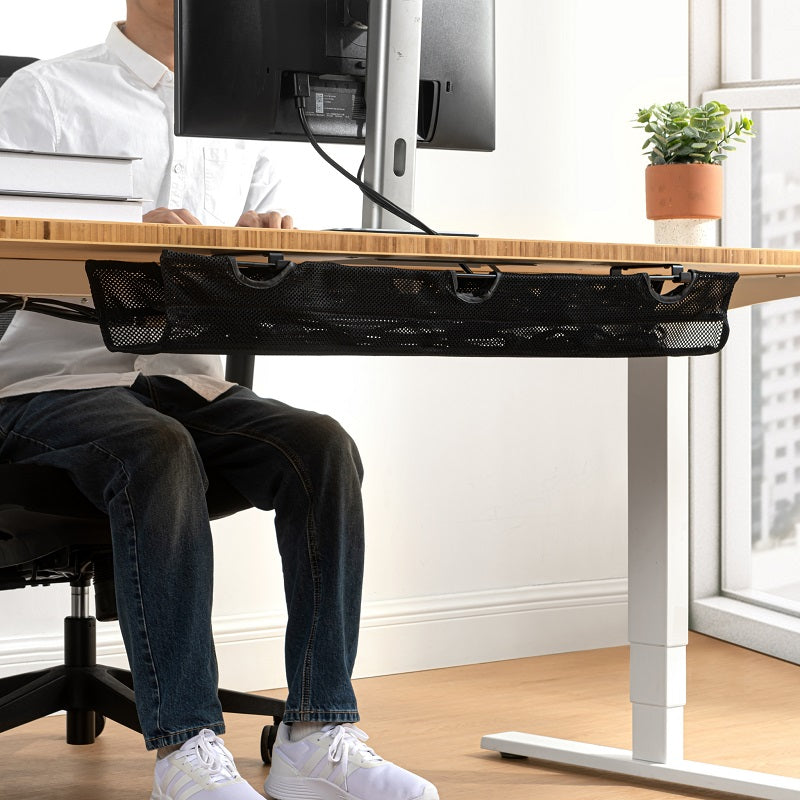 Under-desk mesh cable management system