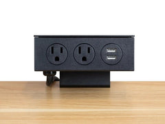 Power bar with USB ports for standing desk