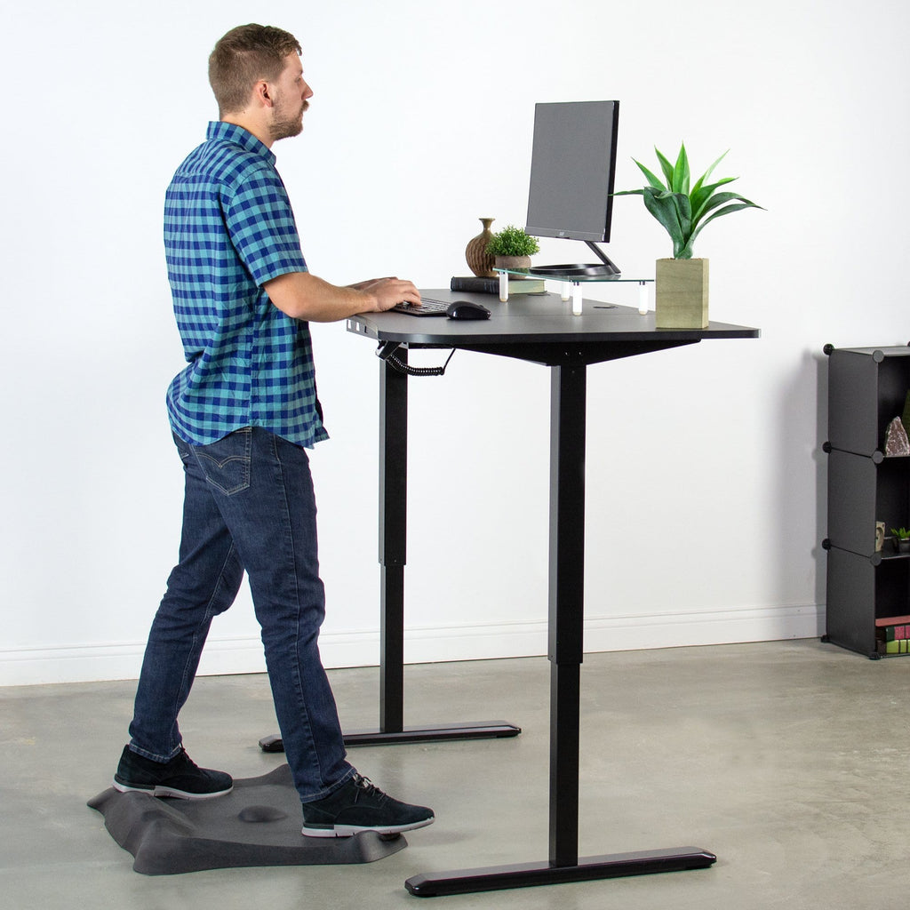 Vivo Black Electric Standing Desk Frame And 3 Section Table Top