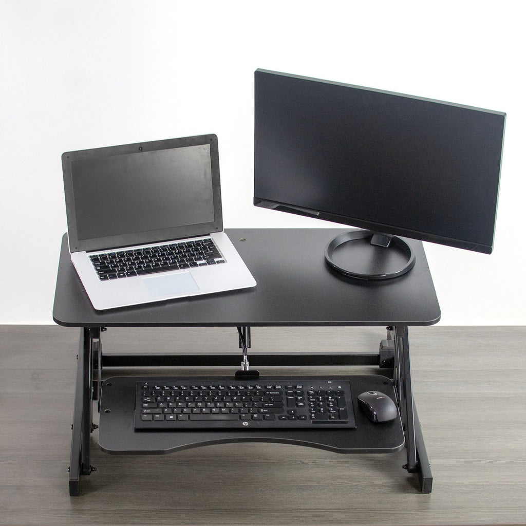 Vivo Desk V001f 32 Black Standing Desk Riser Sit Stand Converter