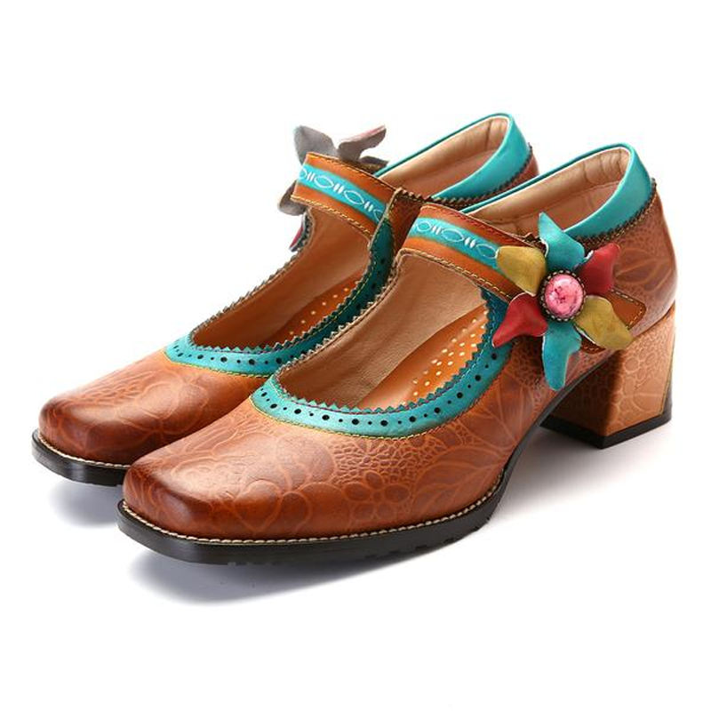 Floral Vintage Leather Shoes – Boho Shoes