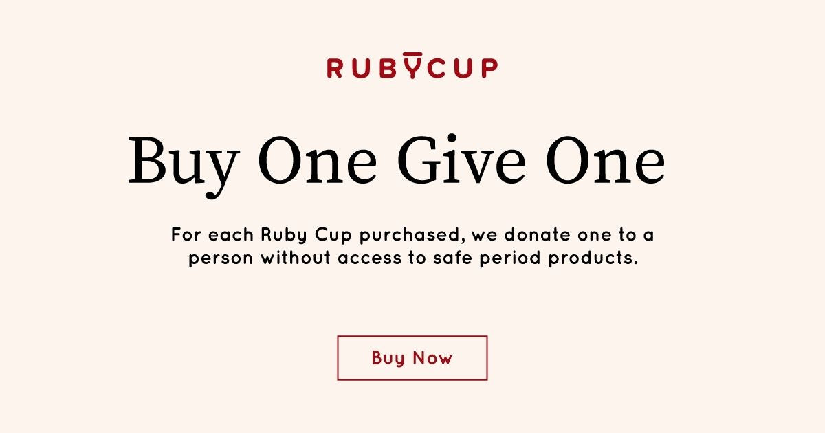 Buy one give one CTA for Ruby Cup 