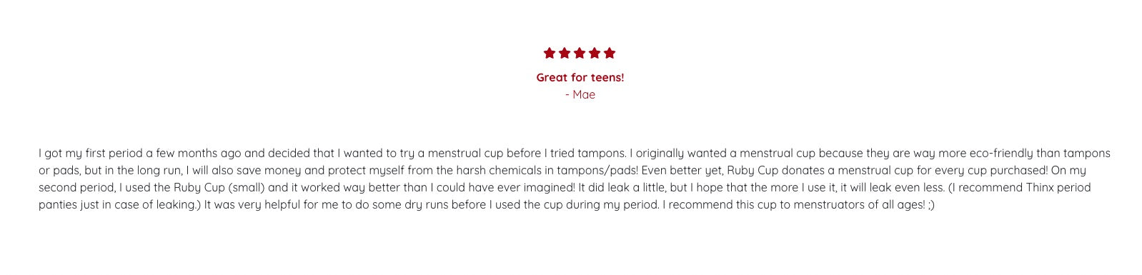  Ruby Cup review about how great a menstrual cup is for teens
