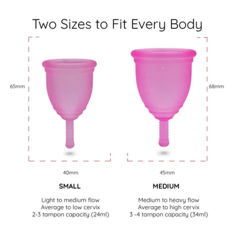 Image source: Ruby Cup - 04 Ruby Cup image of the Duo Pack with each menstrual cup’s measurements