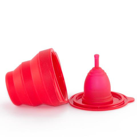 Public Restroom Menstrual Cup Sterilizer Cleaner, Microwave-Safe, Collapsible for Travel, Camping - VOXAPOD Foldable Silicone Container to Wash