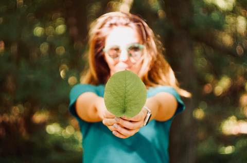 Woman happy that her period cup lowers her environmental footprint