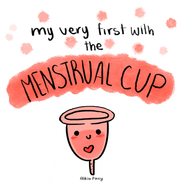 Illustration of first experience with menstrual cup