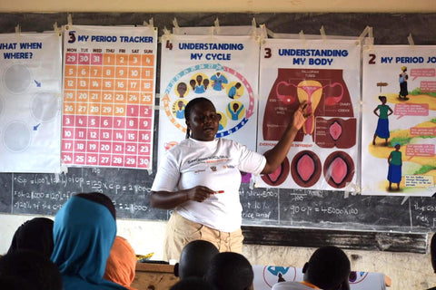 Ruby Cup Menstrual Cup Education Training Tool Kit in action in Uganda with Womena