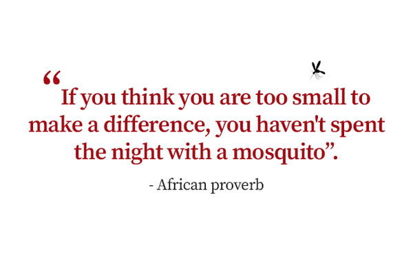 African proverb: If you think you are too small to make a difference, you haven't spent the night with a mosquito