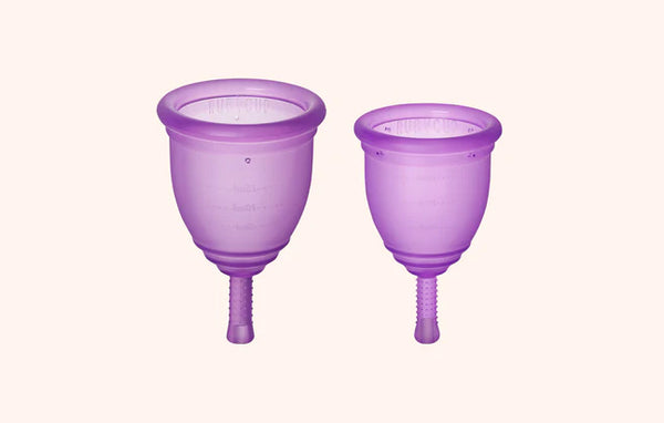 Ruby Cup duo pack purple menstrual cups in different sizes