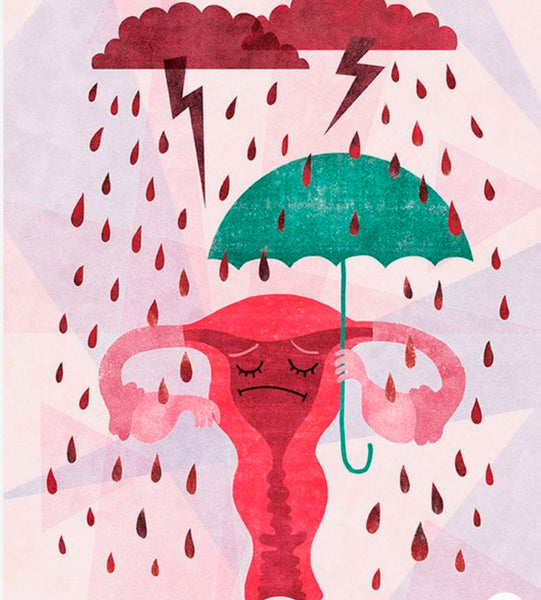 Illustration of your uterus sheltering from menstrual blood by Rachel Halper