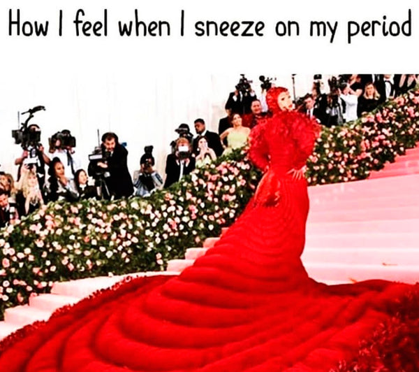 Meme about period sneezing
